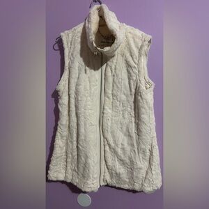 Dennis Basso Cream Fur Vest Zip Up